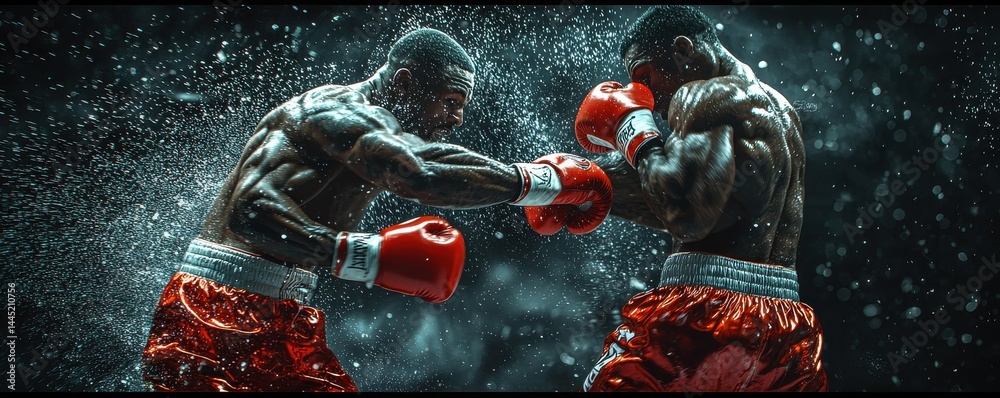 Intense boxing match capturing power and determination in vivid detail