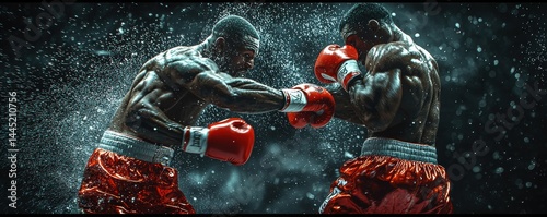 Intense boxing match capturing power and determination in vivid detail