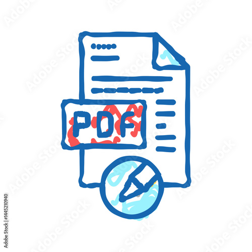 writing and editing pdf file icon doodle illustration