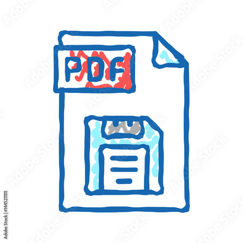 save pdf file icon doodle illustration