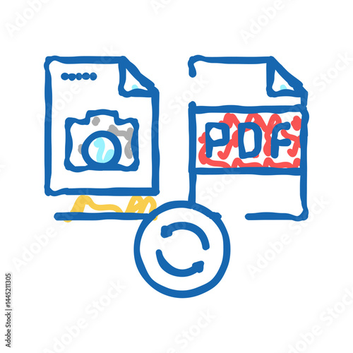 convert photo to pdf file icon doodle illustration
