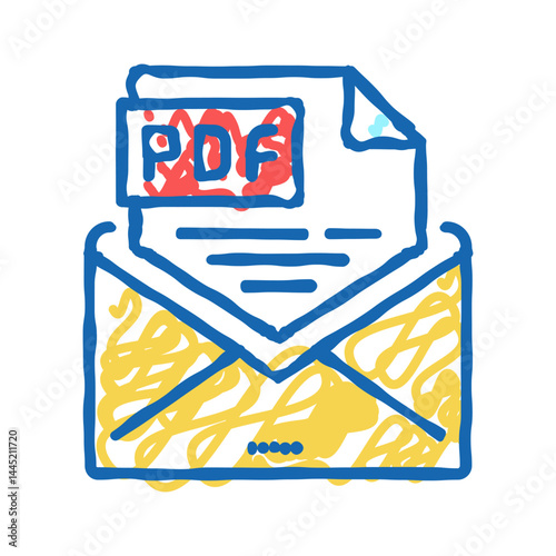 sending pdf file icon doodle illustration