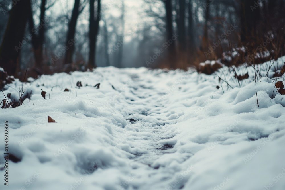 A serene winter path covered in snow, meandering through a forest, invokes tranquility and the quiet beauty of nature. A serene winter path covered in snow, meandering through a forest, invokes tranquility and the quiet beauty of nature.