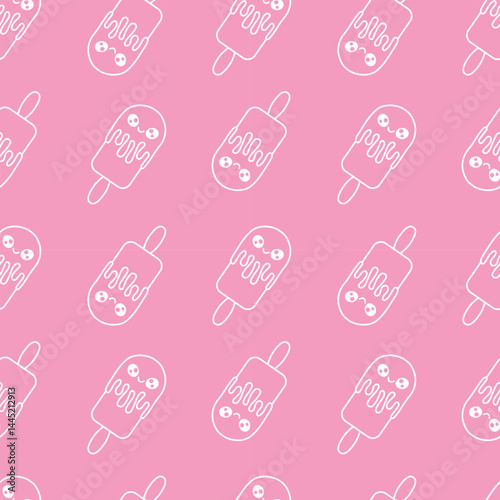 Cute Popsicle Seamless Pattern on Pink Background Vector Illustration. Ideal for packaging, wrapping paper and children's projects