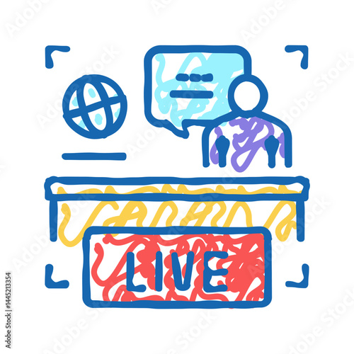 world live news icon doodle illustration