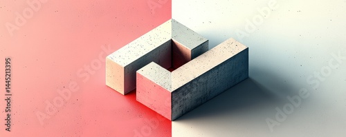 Obraz na płótnie Abstract geometric sculpture with a split pink and white color theme w salonie