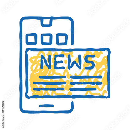 phone application news icon doodle illustration