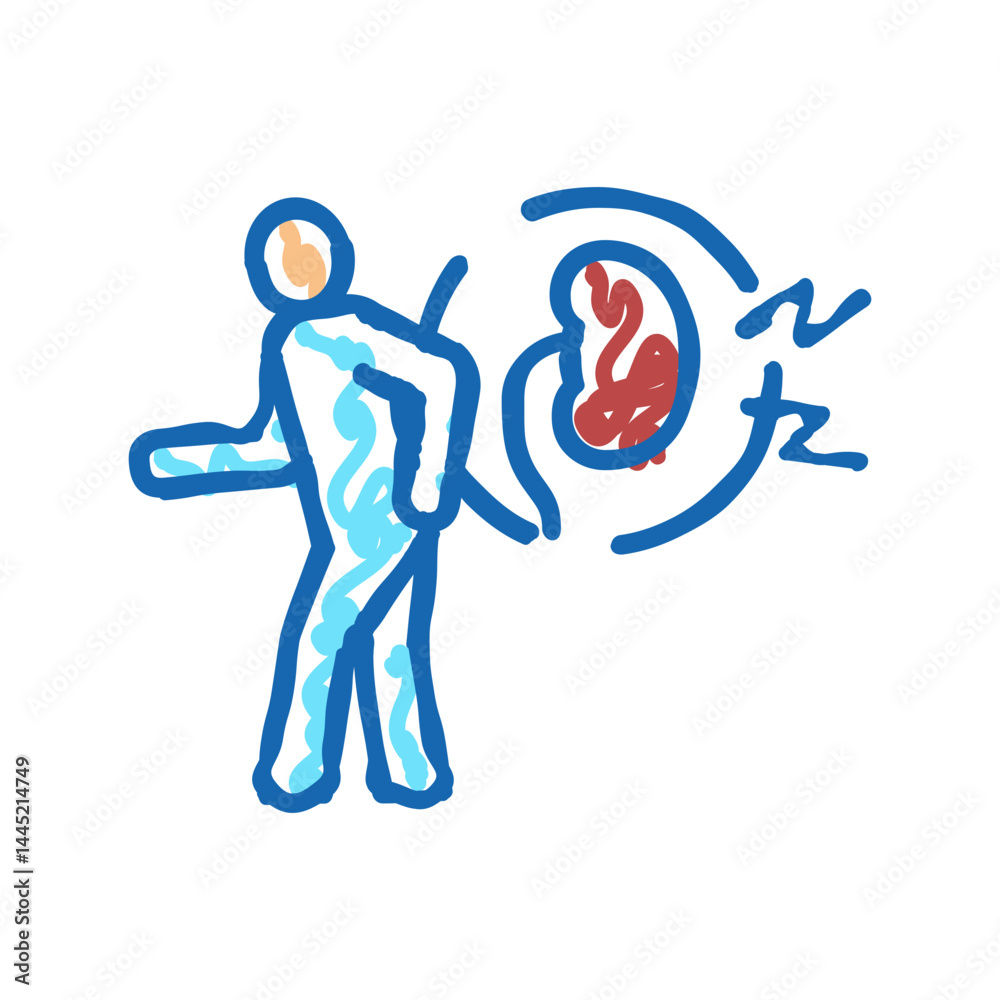 Fototapeta premium pain kidneys icon doodle illustration