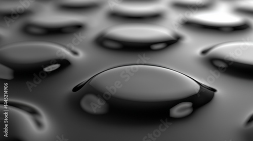 Close-up view of many dark, glossy, rounded shapes