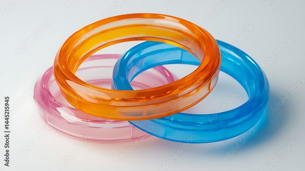 Fototapeta premium Three colorful layered plastic rings