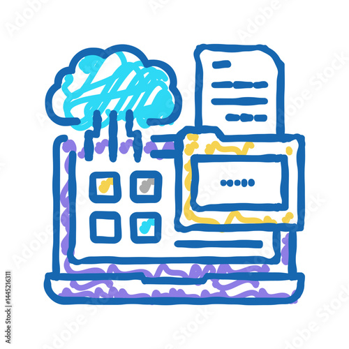 management system icon doodle illustration