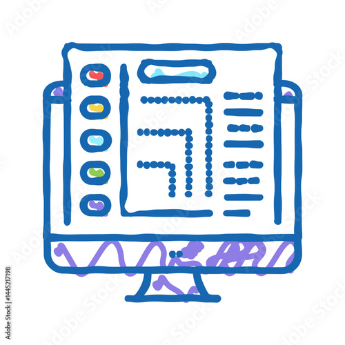 electronic report icon doodle illustration
