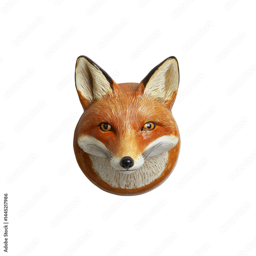 Fototapeta premium Red Fox Head Sculpture, Detailed Animal Figurine, Wildlife Decor