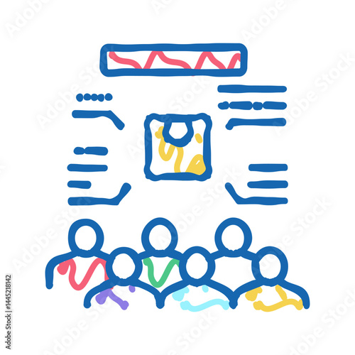 people clients reading reviews icon doodle illustration