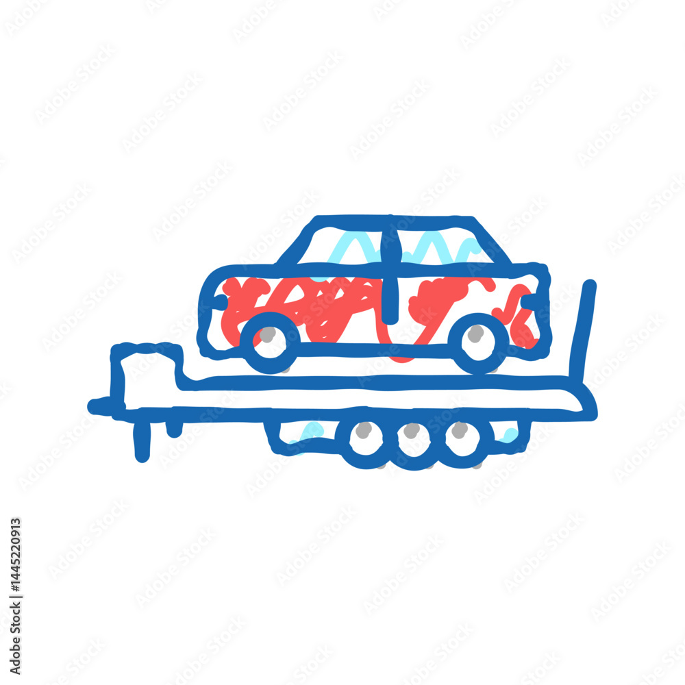 Fototapeta premium car transportation trailer icon doodle illustration