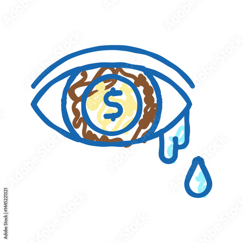 money tears poverty problem icon doodle illustration