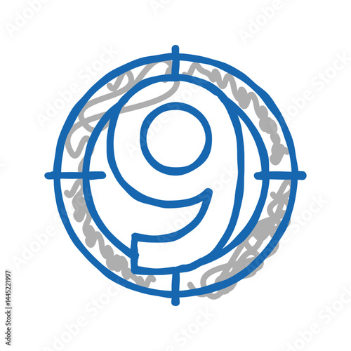 nine number icon doodle illustration