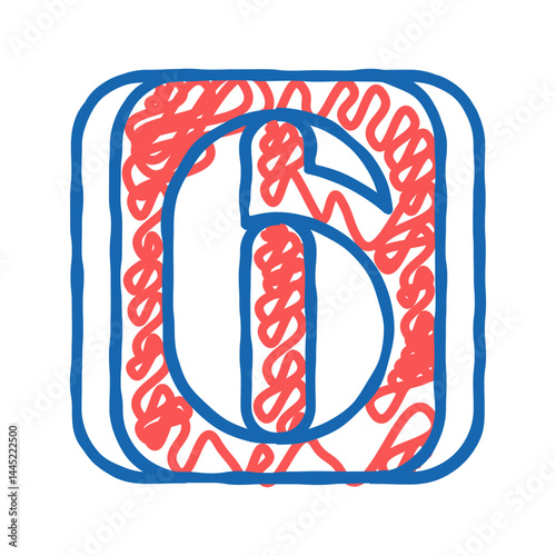 six number icon doodle illustration