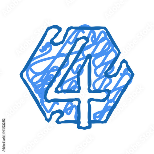 fourth number icon doodle illustration