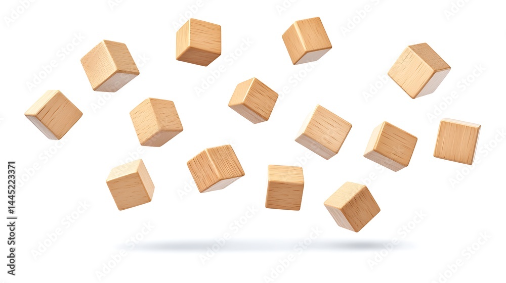 Obraz premium Wooden cubes floating