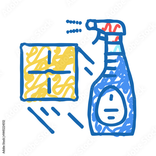 sprayer for cleaning tile icon doodle illustration