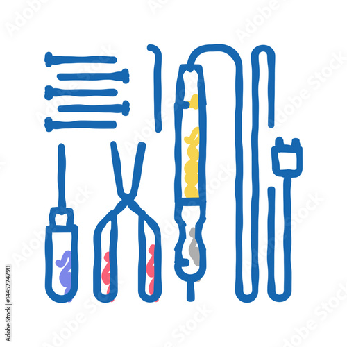 tools for repair electronics icon doodle illustration