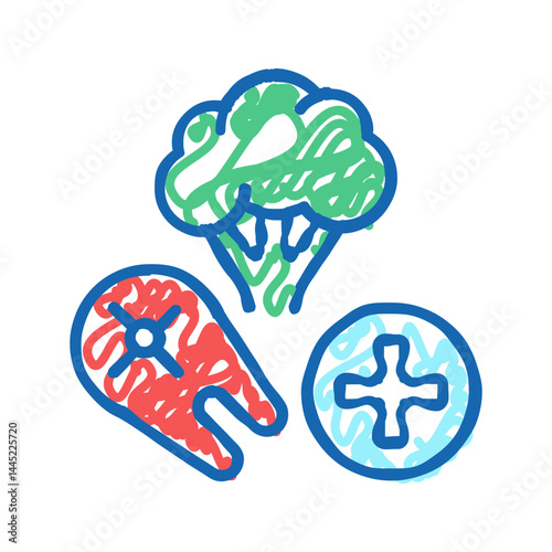 healthy food icon doodle illustration