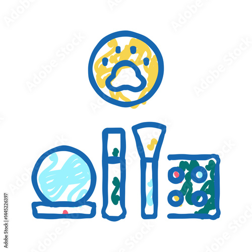 cosmetics test on animal icon doodle illustration