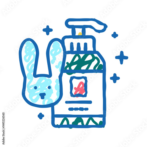 soap testing on rabbits icon doodle illustration