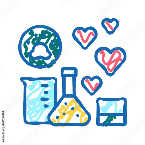 chemical test on animal icon doodle illustration