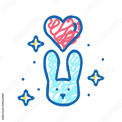 love rabbit icon doodle illustration