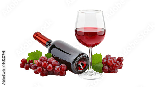 Elegant Red Wine Bottle and Glass on Table Setting