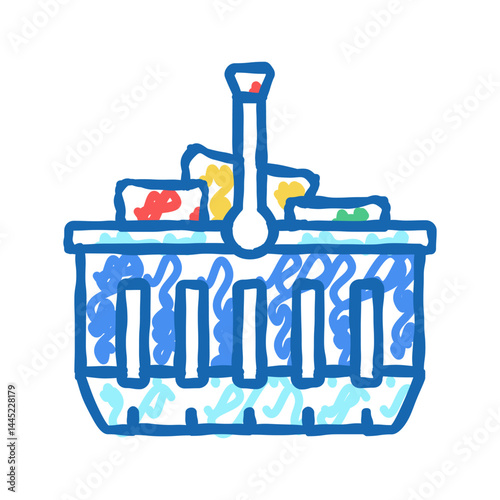 basket with purchases icon doodle illustration
