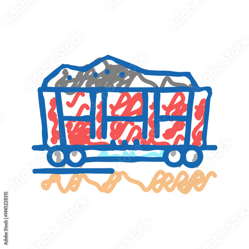 railway carriage stone icon doodle illustration