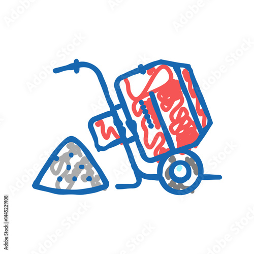 machine for mixing stone with cement icon doodle illustration