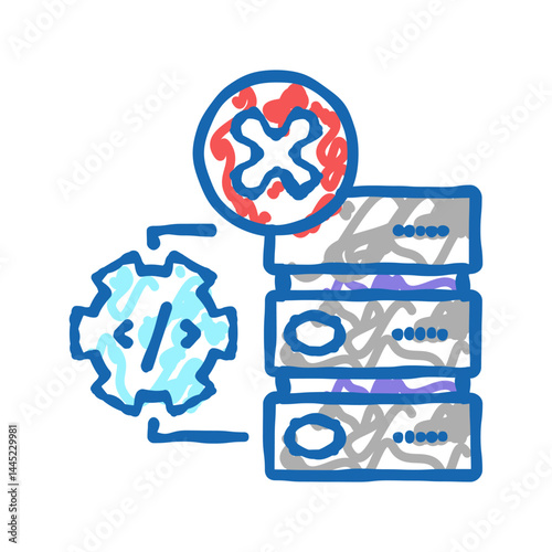 debugging servers icon doodle illustration