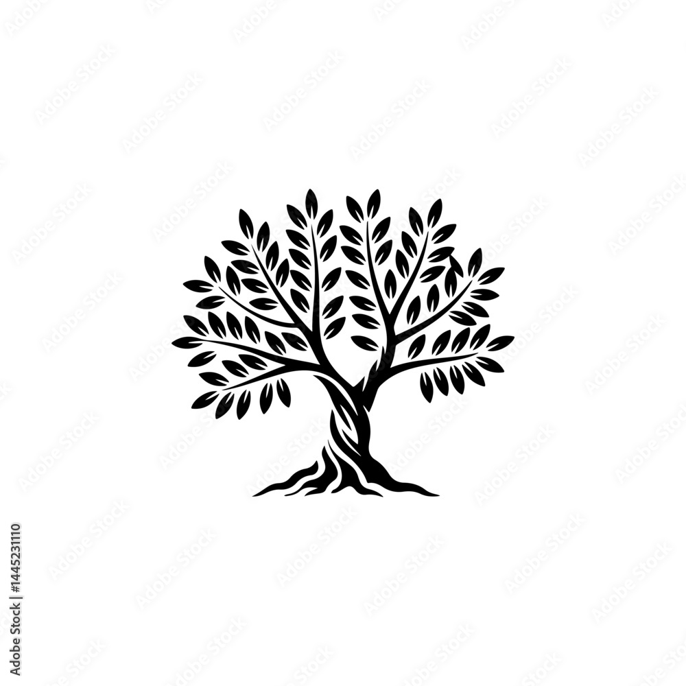 Fototapeta premium Olive tree silhouette icon. Design element for logo, label, sign. Vector illustration
