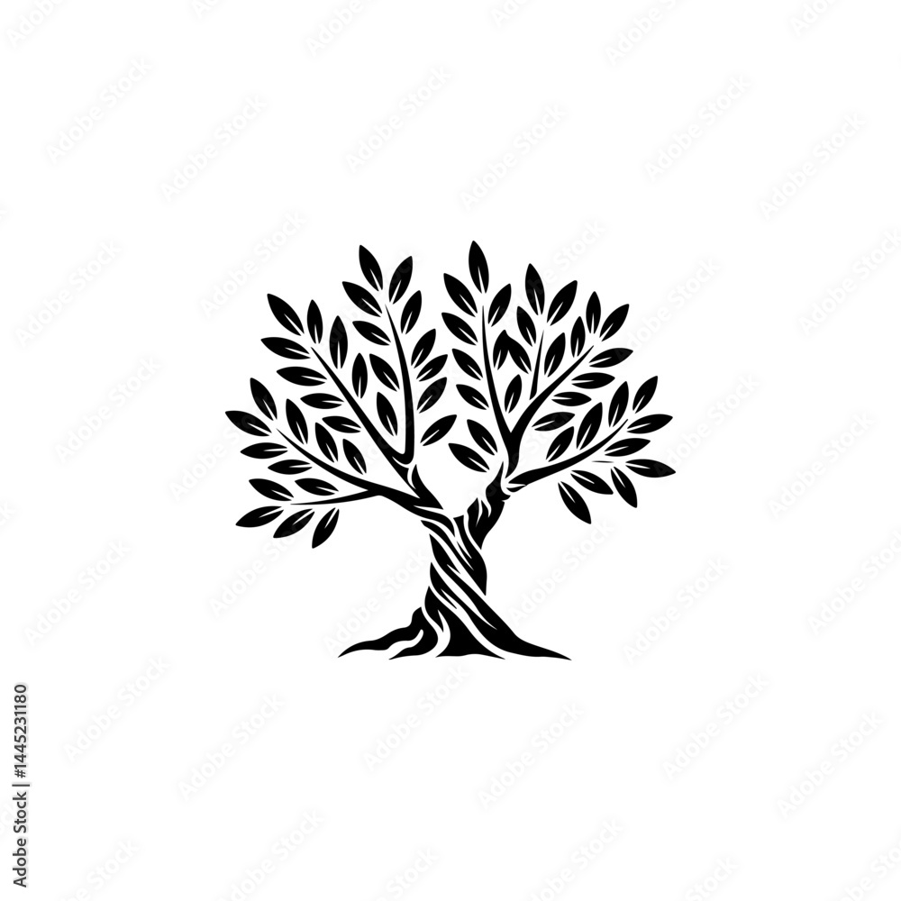 Fototapeta premium Olive tree silhouette icon. Design element for logo, label, sign. Vector illustration