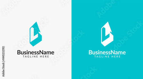 Modern logo mark with letter L and arrow icon bar candlestick for trading, investment, finance, statistic, accounting or marketing business