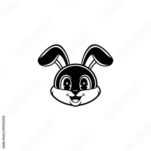 Illustration of rabbit head. Design element for logo, label, sign. Vector illustration