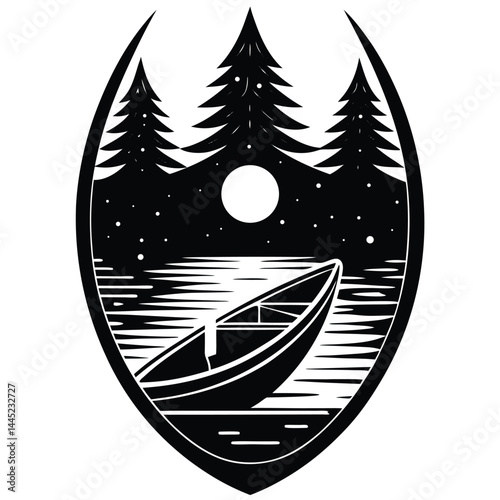 Camping Activities kayaking vector silhouette 