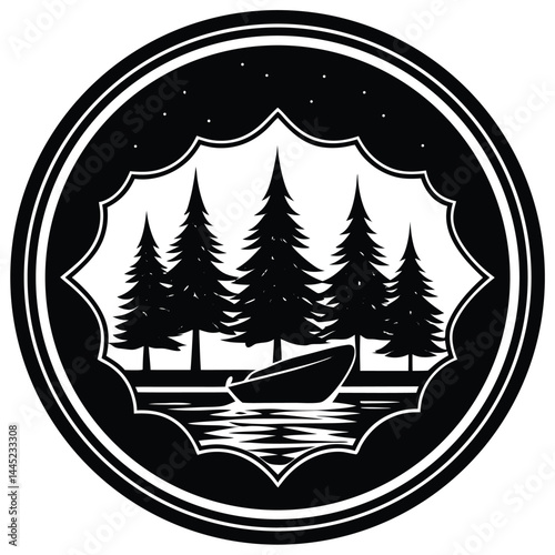 Camping Activities kayaking vector silhouette 