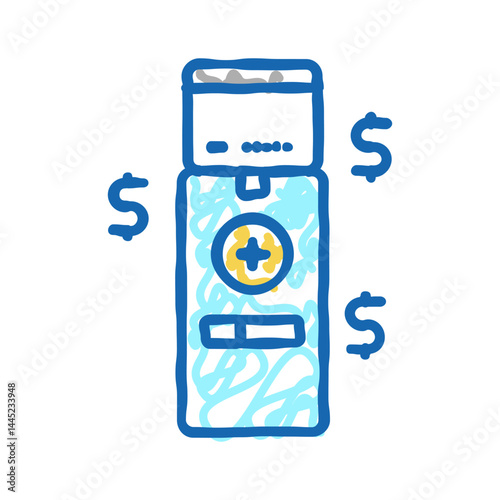 paying with phone pos terminal icon doodle illustration