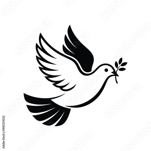 dove flying  silhouette vector illustration isolated on white background
