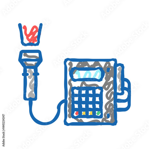barcode scanner with pos terminal icon doodle illustration
