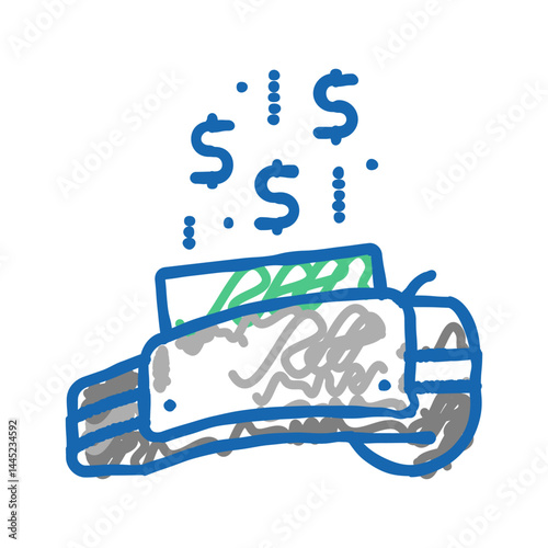 electronic money transfer pos terminal icon doodle illustration