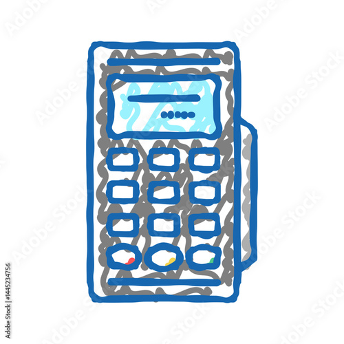 modile pos terminal gadget icon doodle illustration