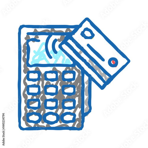 card contactless pay post terminal device icon doodle illustration
