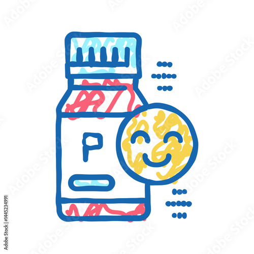 bottle with healthcare probiotics icon doodle illustration