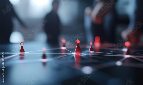 Abstract network connection of people in a professional setting